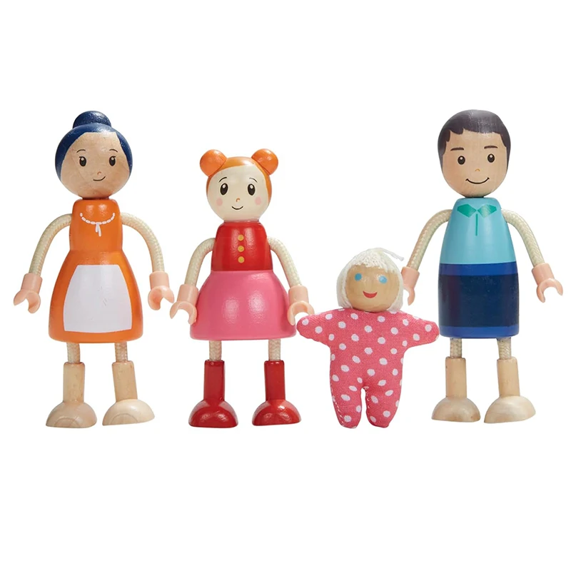 Dollhouse Miniature Family Dolls Kids Role Play Mini Model Toys Pretend Play Game