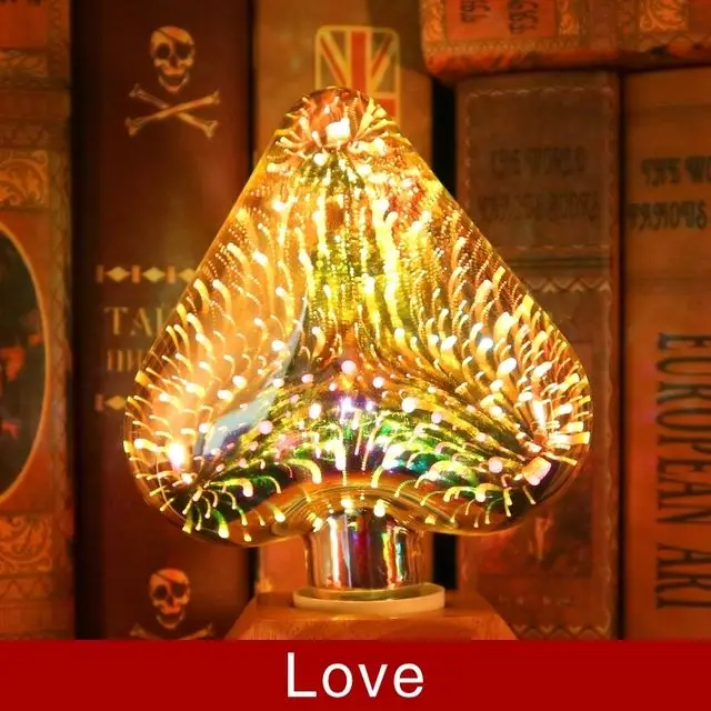 LED colorful 3D firework bulb christmas decoration light retro lamp