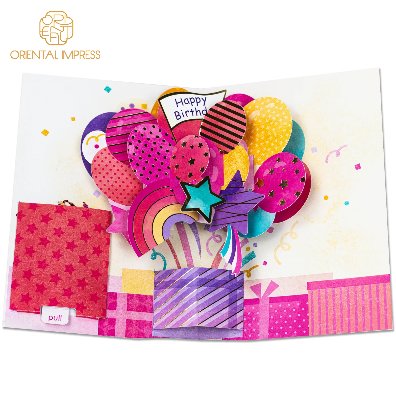 Exploding Confetti Pop Up Balloons Birthday Greeting Card with Envelope
