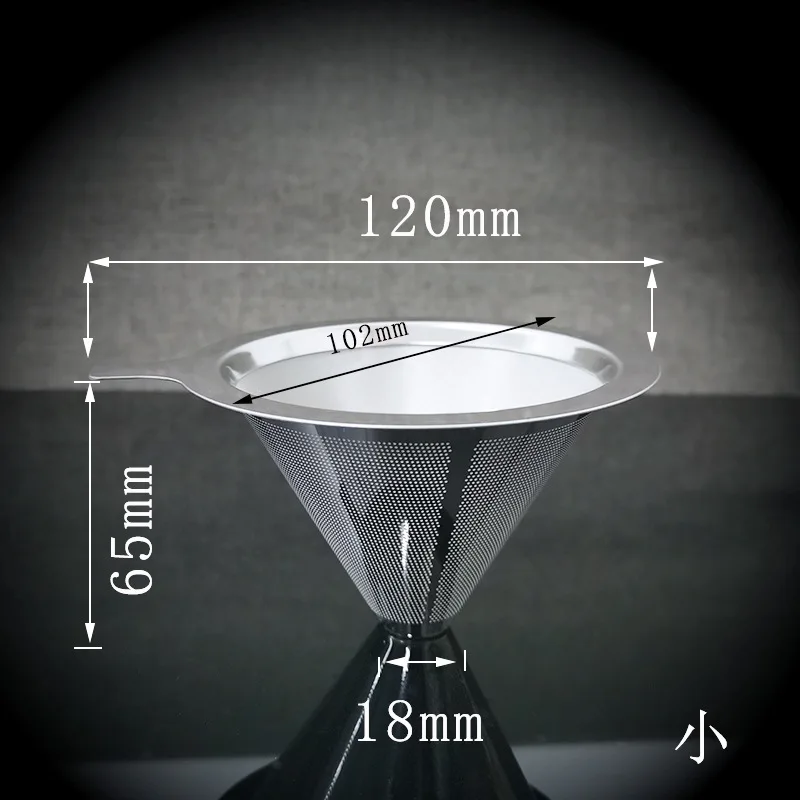 Pour Over Coffee Dripper Stainless Steel Coffee Filter Metal Cone Filter Paperless Reusable Filter Single Cup Coffee Maker