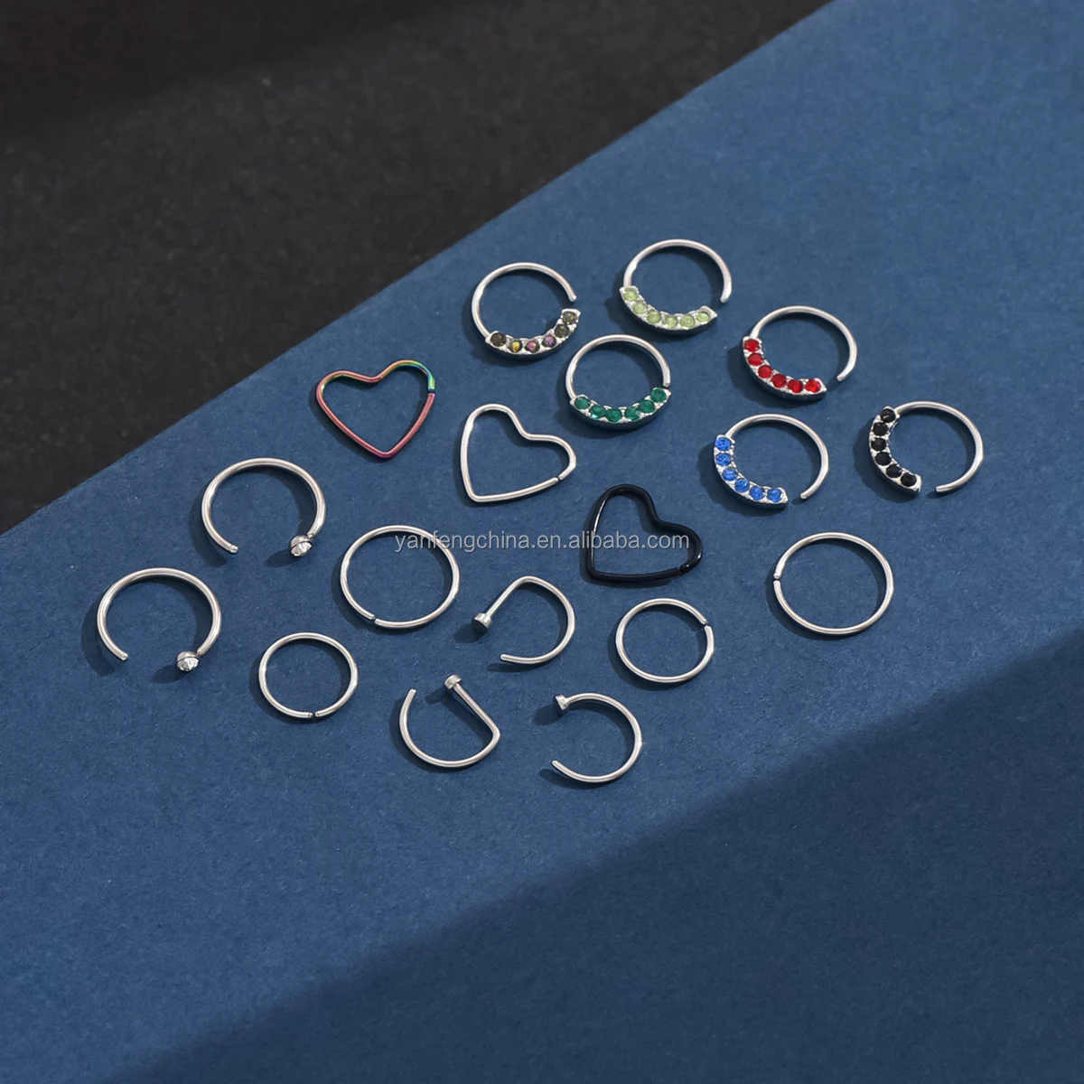 6 /12 Pieces of Classic Stainless Steel Low Allergy Nose Ring Clip Hinge Cartilage Earring Piercing Jewelry