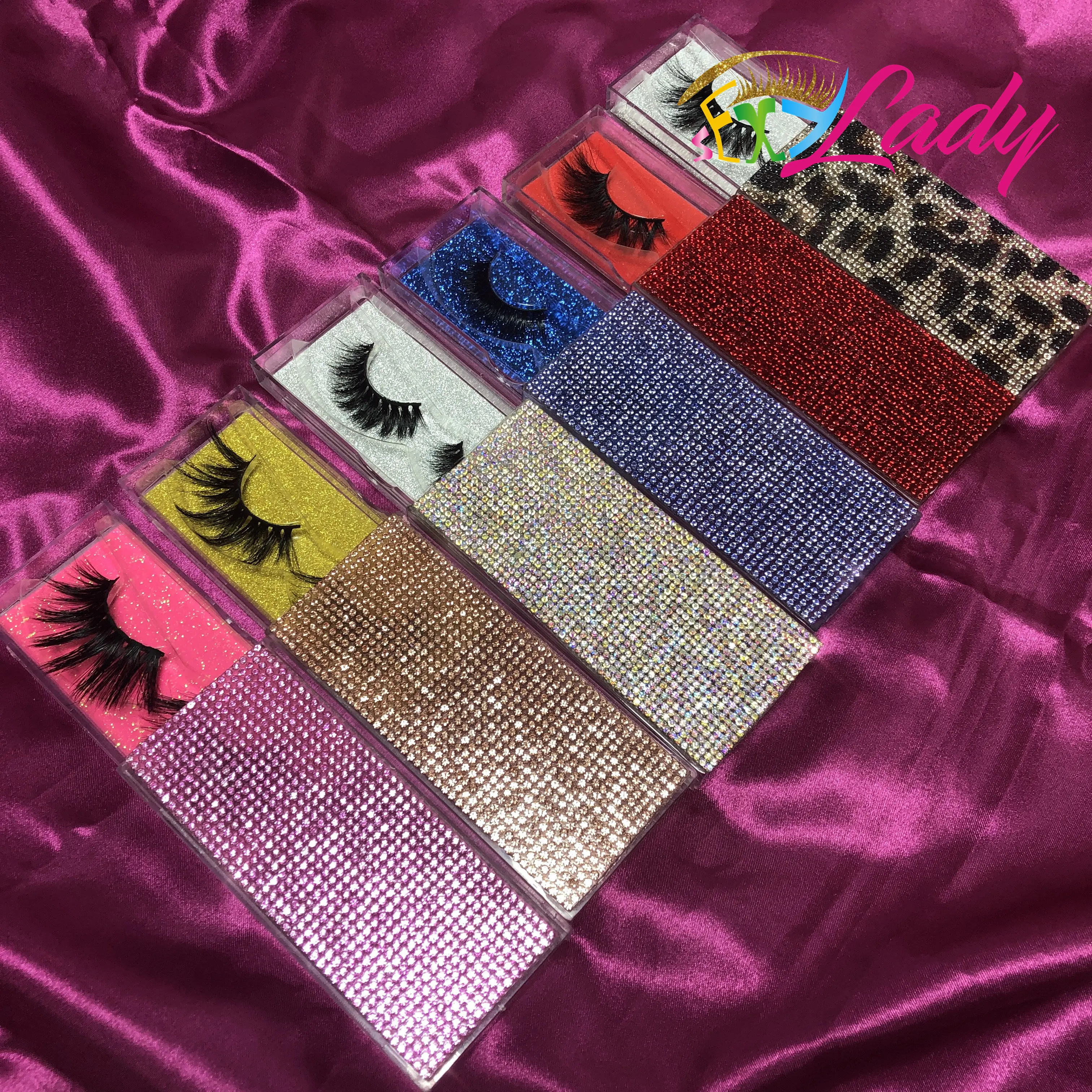 luxury mink lash with rhinestone eyelash custom packaging box eyelashes mink 3d 25mm 5d eyelashes