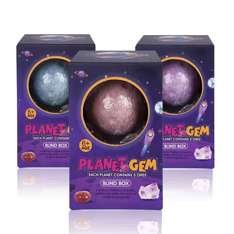 Solar System Moon archaeological digging kit Excavation 5pcs Natural Gemstone Sets Stone Dig Kit For Kids Toys