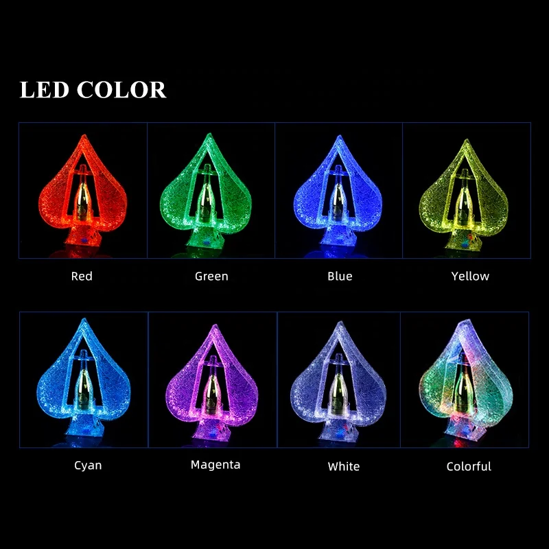 Creative Ace of Spades clear ice rock Acrylic wine lights base Wedding bar nightclubs rack Champagne bottles Display holder