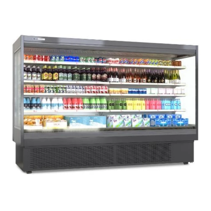 Supermarket 2.5m Large Refrigerated Showcase for Fruit Vegetable Display Freezer Chiller Commercial Air Curtain Refrigerator