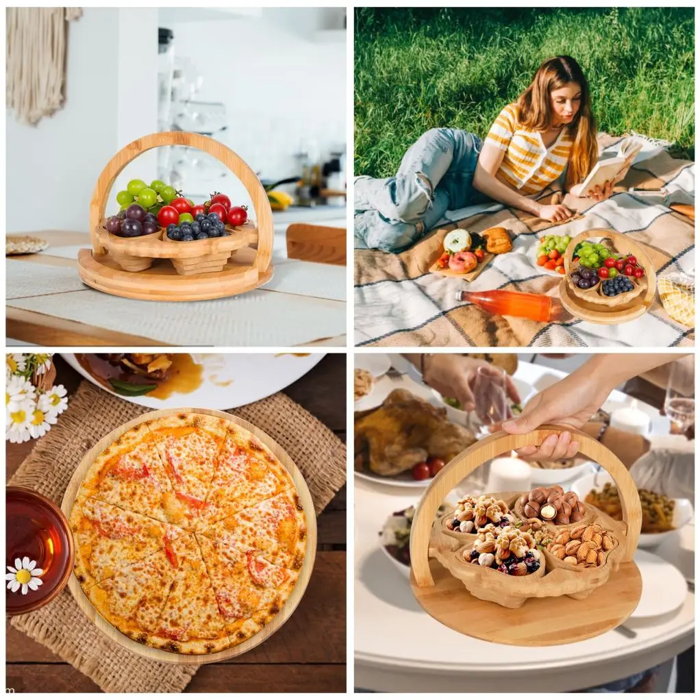 Factory Customized Foldable Vegetable Storage Basket Multi-style Fruit Bowl Holder Basket Bamboo Fruit Storage Baskets