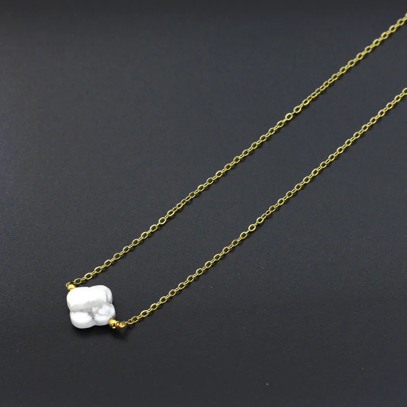 Simple Lucky Colorful Healing Crystal Tiger Eye Turquoise Natural Stone Four Leaf Clover Necklace