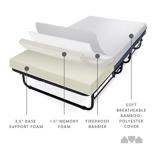 Factory discount Folding Bed Twin Size with Luxurious Memory Foam Mattress and a Super Strong Sturdy Frame