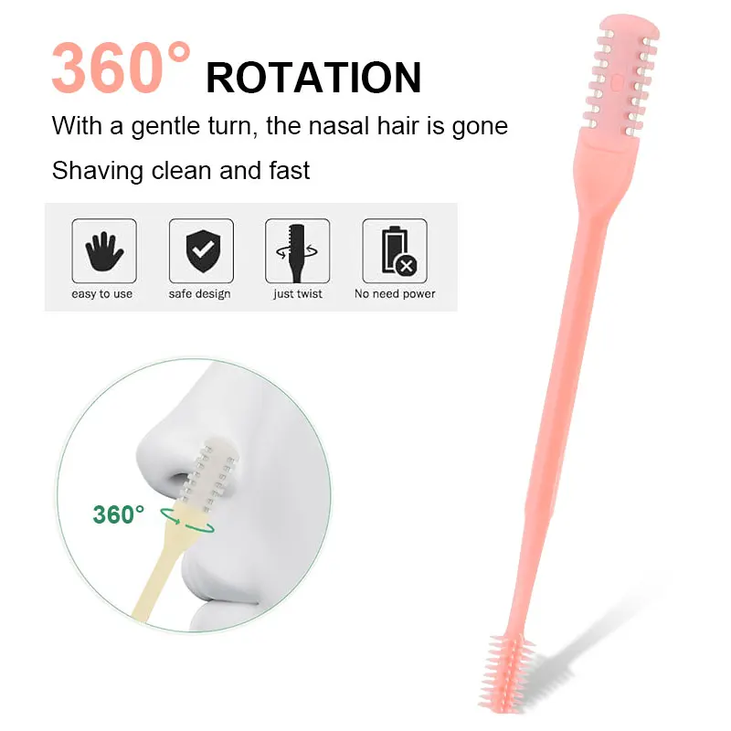 2 in 1 Ear Nose Hair Knife 360 Degree Rotation Shaving Double Sided Comb Nostril Cleaner Portable Nasal Hair Trimmer