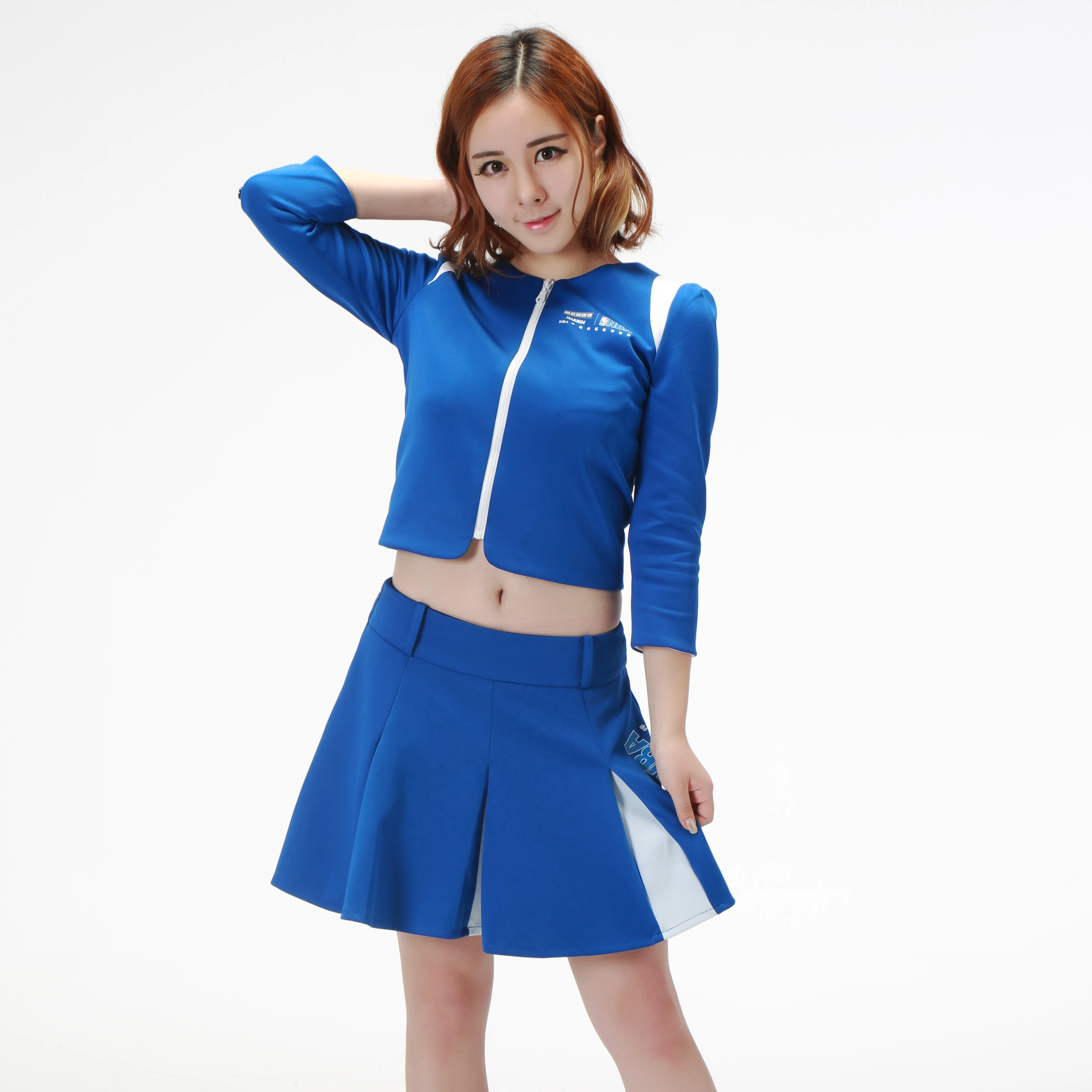 Manufacturers Wholesale 100% Polyester Women Skirt Promotion Uniforms Custom Blue Skirt