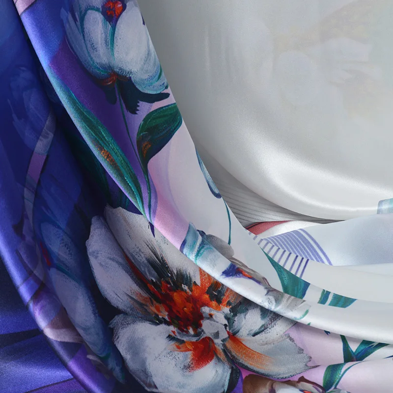 High Quality Ankara heavy tissu africain en satin de soie avec motif Weight textile dyes 100% Printed Natural Pure Silk Fabric