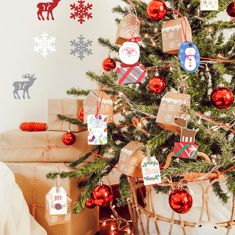 Christmas Hanging Tags Gift Tags with String String Xmas Present Labels for DIY Xmas Holiday Present Christmas G