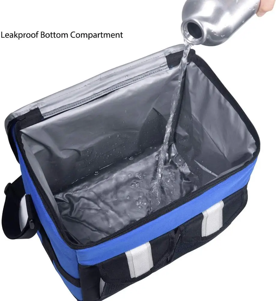 30Cans Collapsible Soft Cooler Bag Insulated Picnic Lunch Bag for Adult, Men, Women, Leakproof Liner, Blue, Large