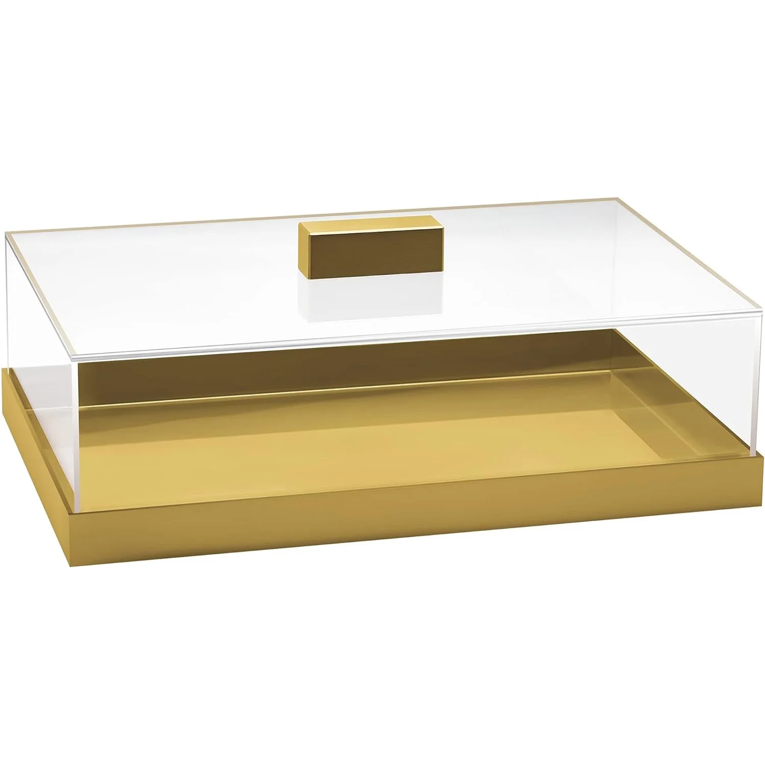 Custom Luxury Serving Platter Acrylic Cake Stand Serving Trays Golden Food Tray Gold Bread Donuts Acrylic Tray with Clear Cover