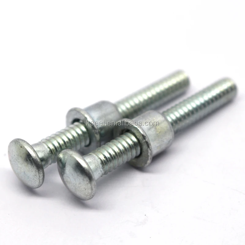 Bolts Ring Zinc Plated Lockbolts Lockpins Huck Steel 6.4mm Dome Head Grooved Rivets Lockbolt Bright(uncoated) 500PCS/BAG 1000PCS