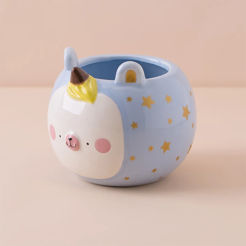 Decorative cute unicorn design stands mini cute cheap ceramic Flower Plant Pots for planting