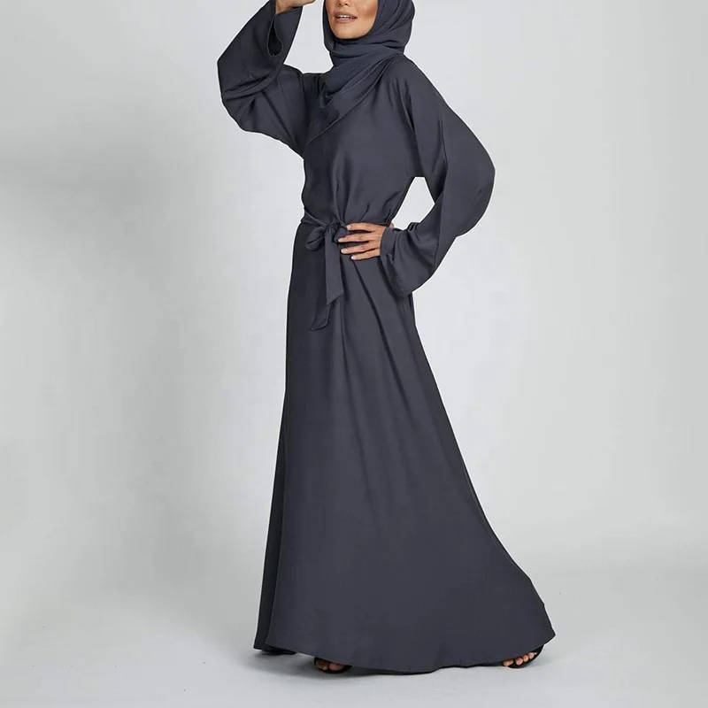 
Factory custom soild color sashes turkish hijab muslim dress abaya wholesale std1026 