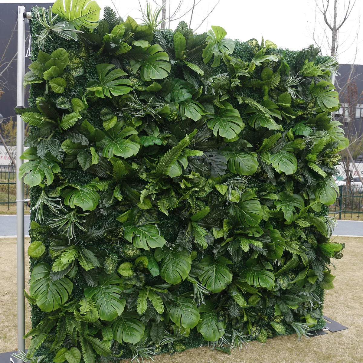 Silk Floral Panel Custom 5D Artificial Green Plant Wall Wedding Decoration Green Leaf Artificial Wall For Event Stage Background