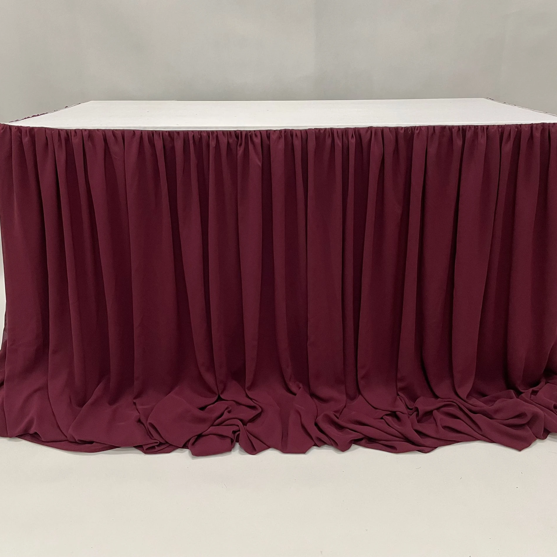 TC091 chiffon table skirt roll skirting whole sale fitted