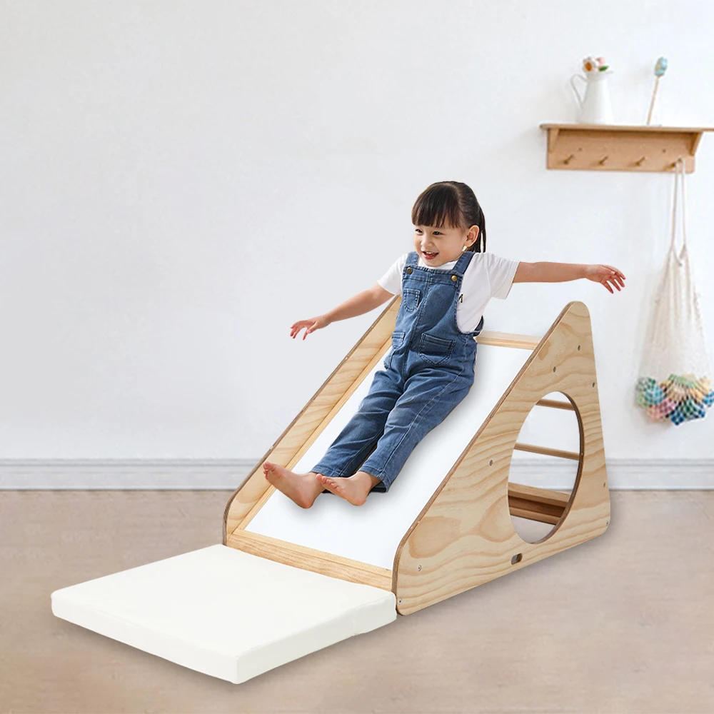 Многофункциональный деревянный складной Треугольник для скалолазания с рампой для рисования доска для игры в помещении детская рамка для скалолазания с сумкой для хранения