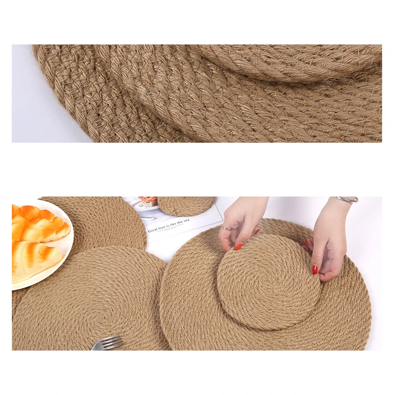 Simple innovative luxury environmentally friendly Thickened linen home table mat anti scalding heat insulation coaster
