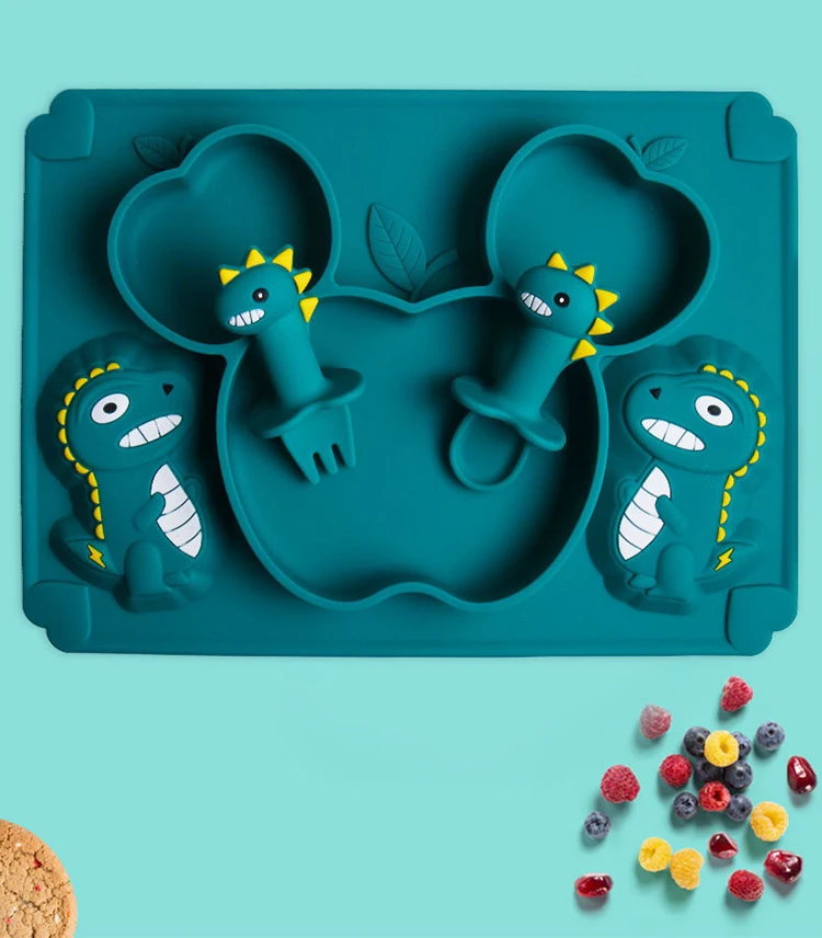 Wholesale New Baby Silicone Dinner Plate Infant Training Complementary Food Bowl Integrated Anti-fall Suction Bowl Tableware