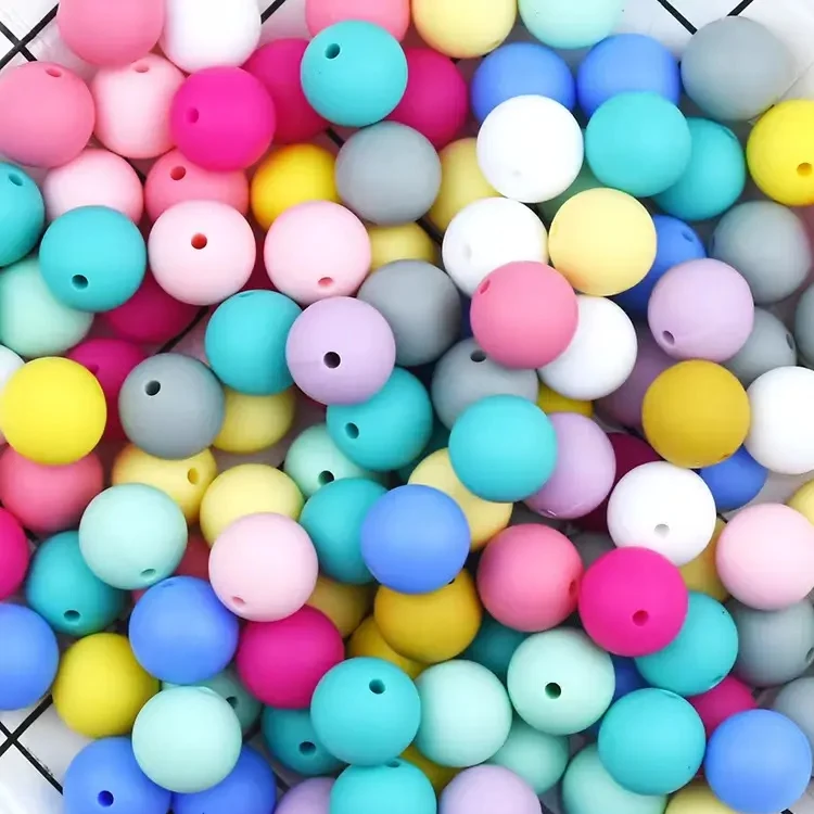 New product wholesale bulk 15 mm silicone teething beads focal silicone beads