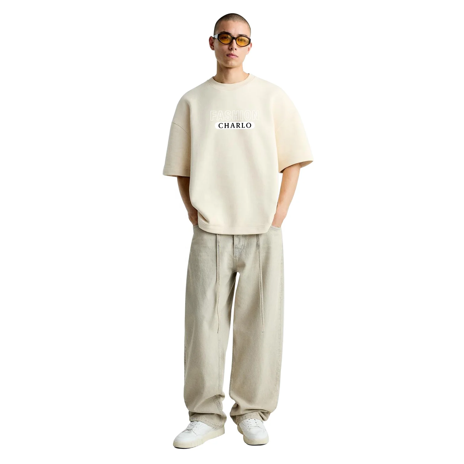 wholesale high quality drop shoulder essentials boxy heavyweight 100% cotton t shirt 300 gsm oversized screen print t-shirt men