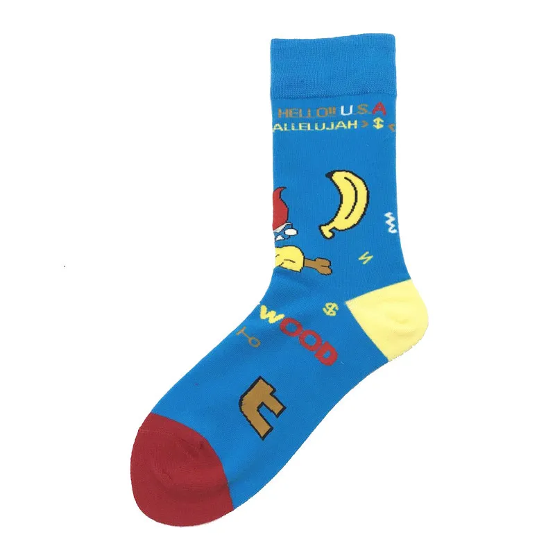Wholesale custom logo design Calcetines cotton mens socks unisex Customized fashion colorful funny happy crew socks men