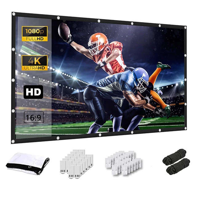  SNOWHITE 120 дюймов проекционного экрана 16:9 HD складной портативный проектор кино двухсторонний экран для дома использования вне