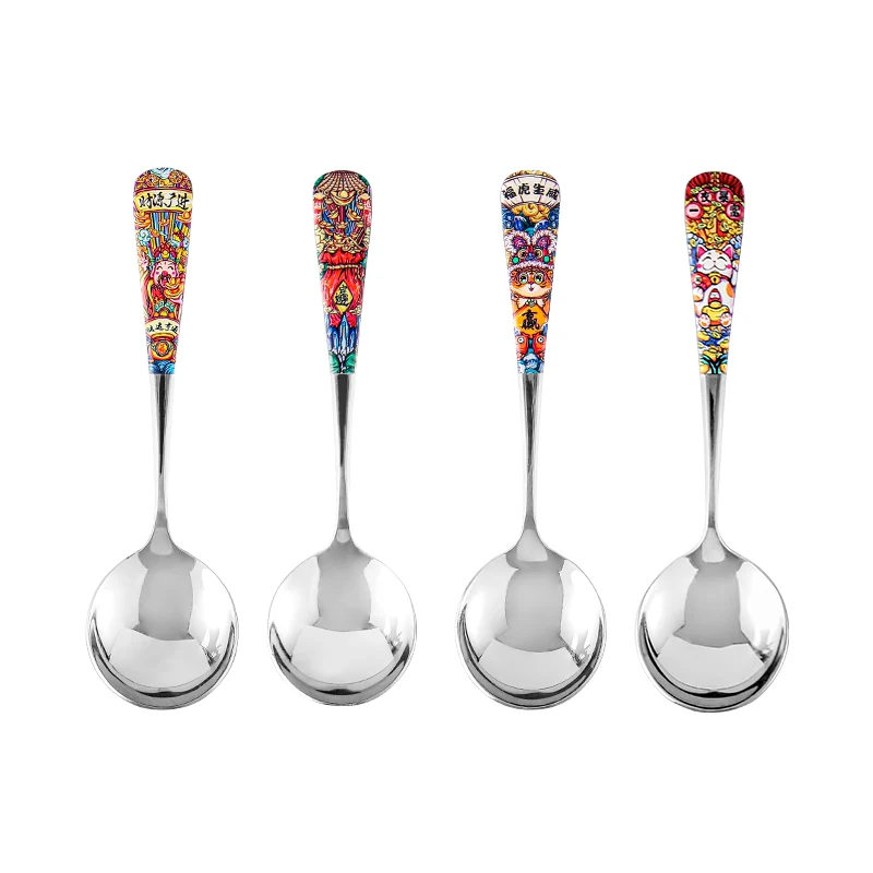 Новый дизайн лидер продаж GUOCHAO Fashion 304 набор ложек из нержавеющей стали маленькие круглые ложки упаковка в подарочную коробку