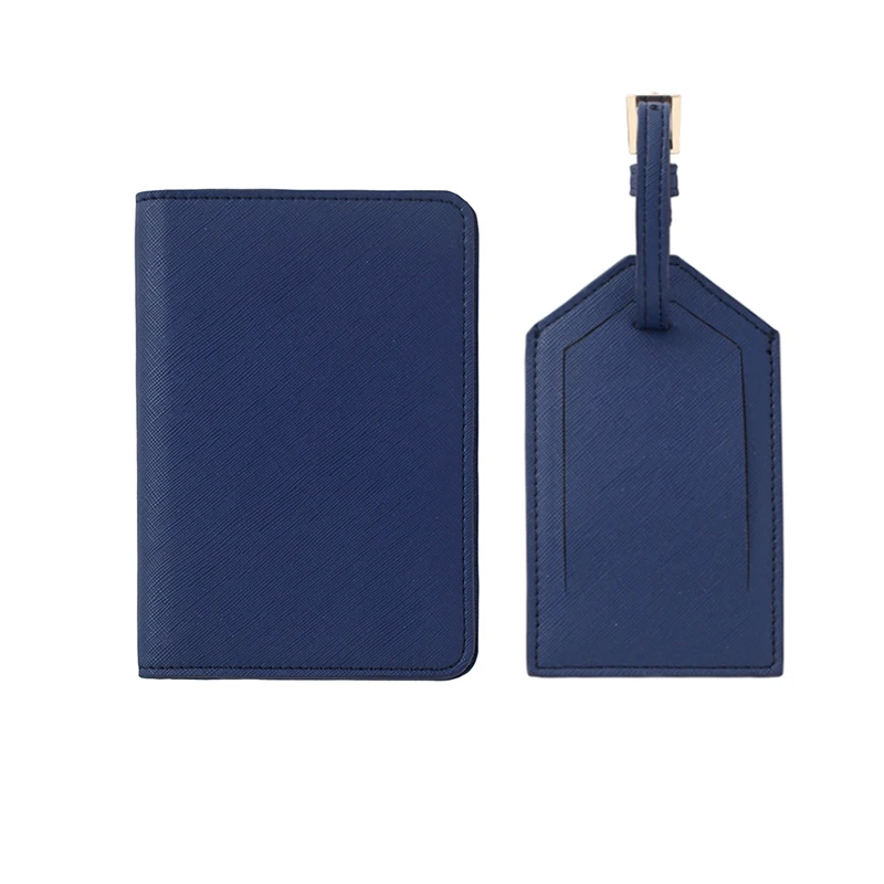High quality leather passport cover and luggage tag travel set