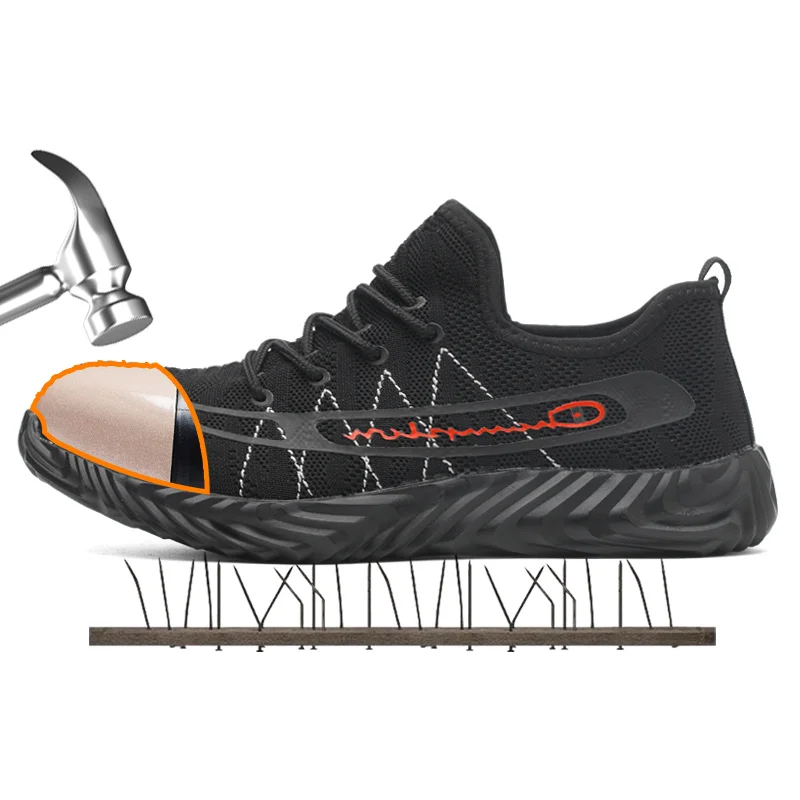 Мужская зимняя Рабочая обувь; Защитная Рабочая обувь со стальной вставкой на носке обувь; Рабочая обувь с защитой от скольжения; Легкие и дышащие; Строительство тапки