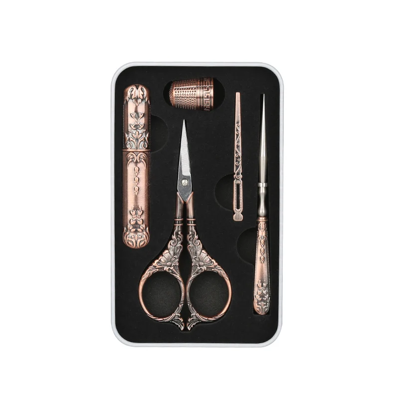 Hot sale retro embroidery cut tea ceremony tea bag scissors cross stitch scissors set