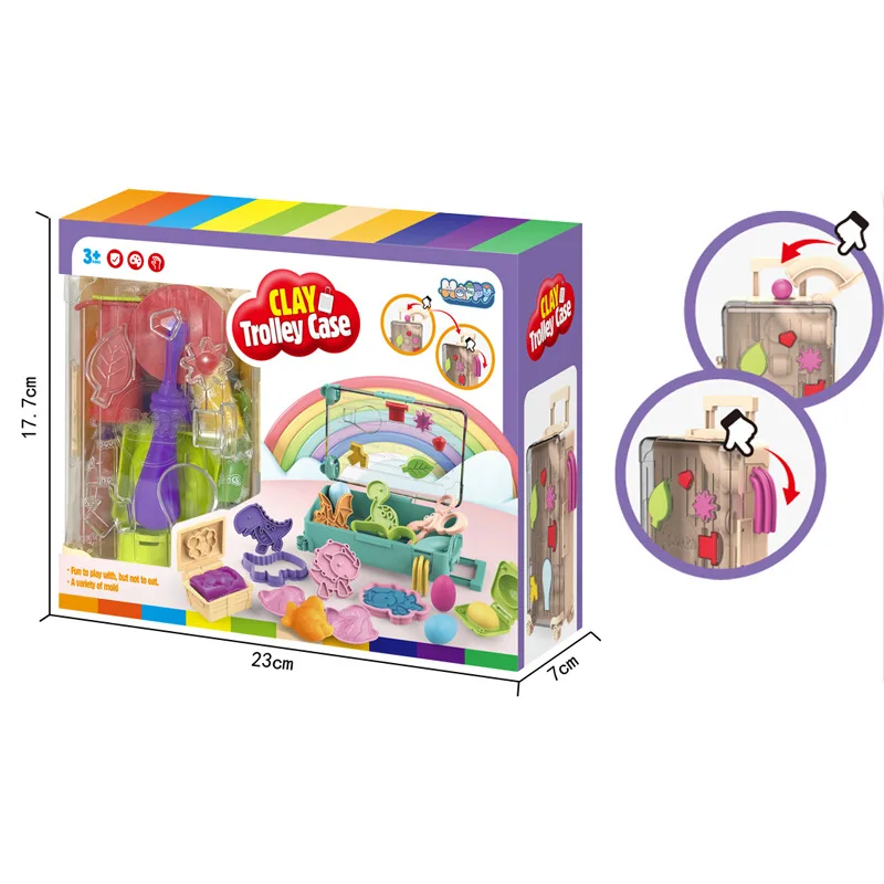 2023 Hot Funny Luggage Shape DIY Pretend Play Moulds Modeling Clay Accessories Play Dough Tool Kits Educational Toys for Kids