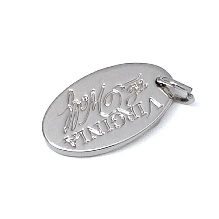 High-end Custom Name Brand Logo Engraved Pendant Custom Metal Charm Jewelry Tags Engraved Brand Logo Pendant For Jewelry
