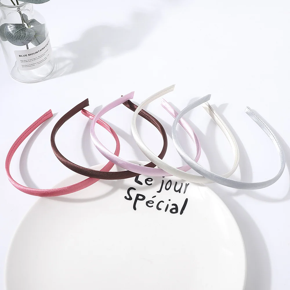 1cm width satin headband  solid color cheap hair accessory