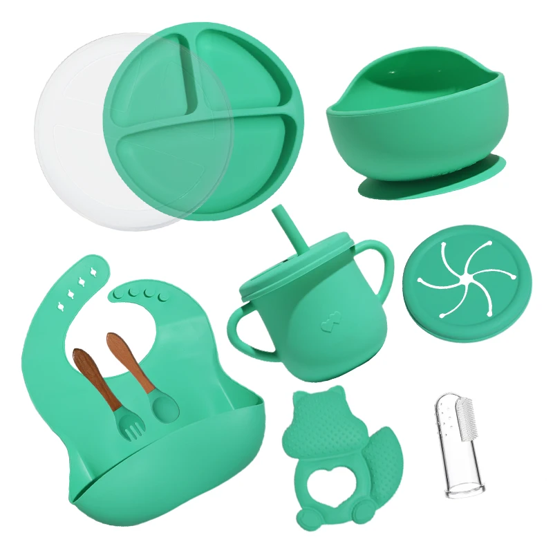 Custom Baby Feeding Bowl Set with Suction Cup Base Food Grade Non-Toxic BPA Free silicone baby bowl for Toddlers