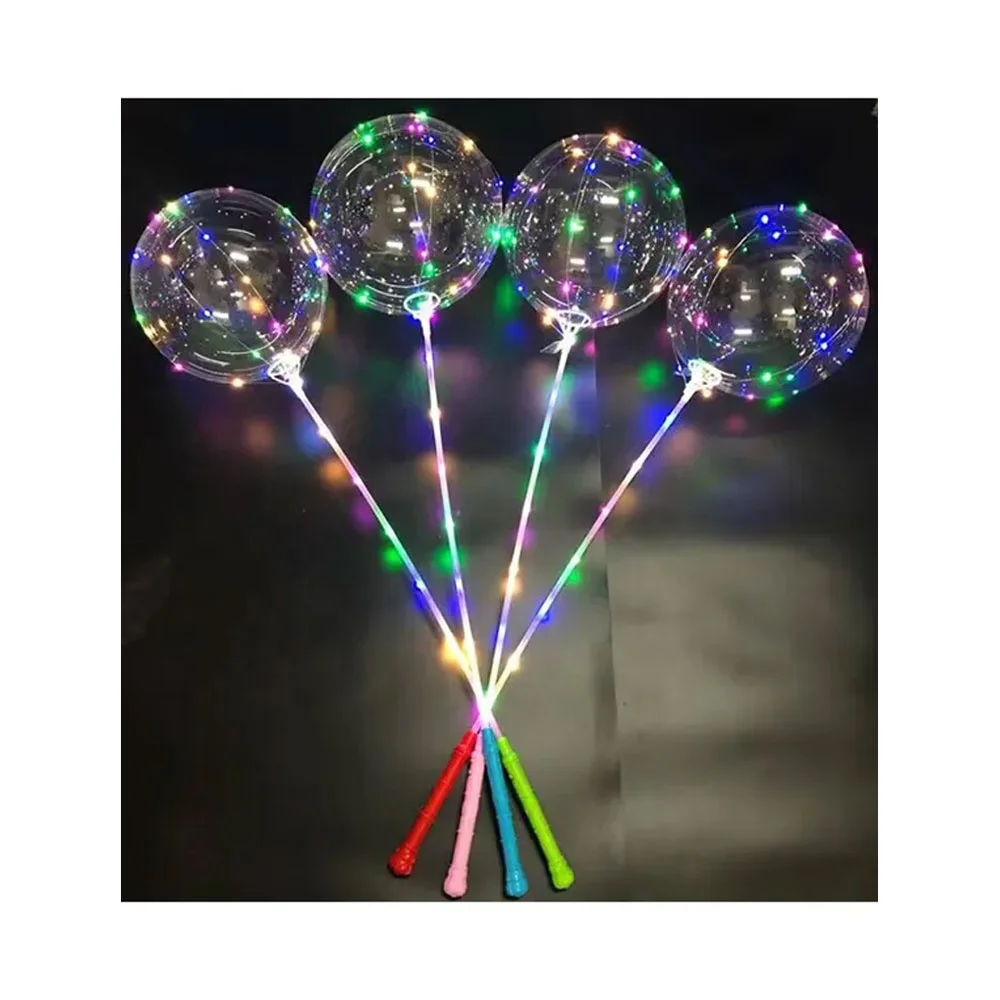 18-Inch Led Light-Up Bobo Balloon 100PCS PVC Single Item Multi-Color 30 LEDs Flashing New Year Wedding Birthday Party Decoration