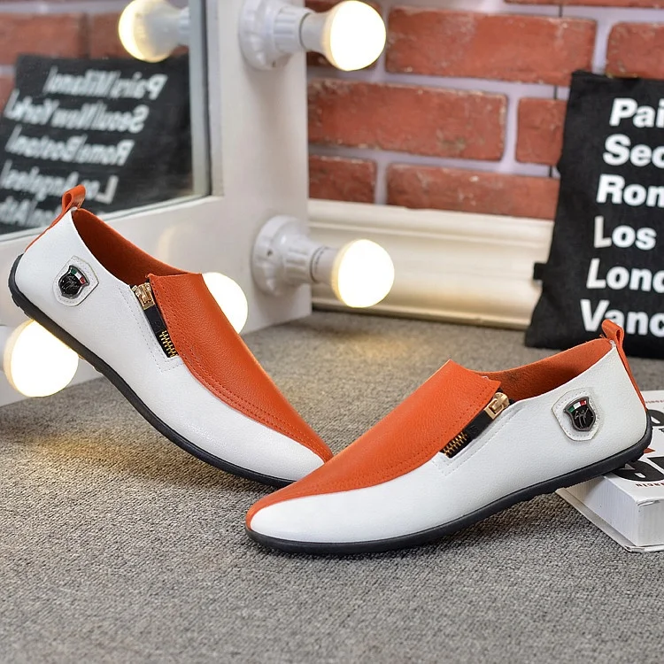 summer British shoes fashion men shoes casual peas shoes orange color