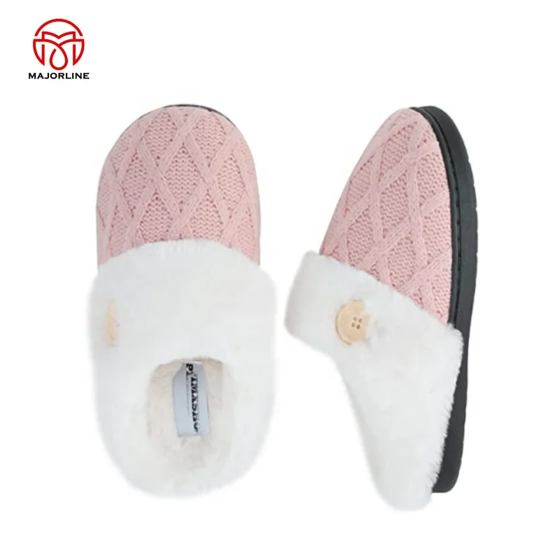 OEM women winter slipper Latest design elegant soft warm knitted ladies fancy daily use home winter cashmere slippers