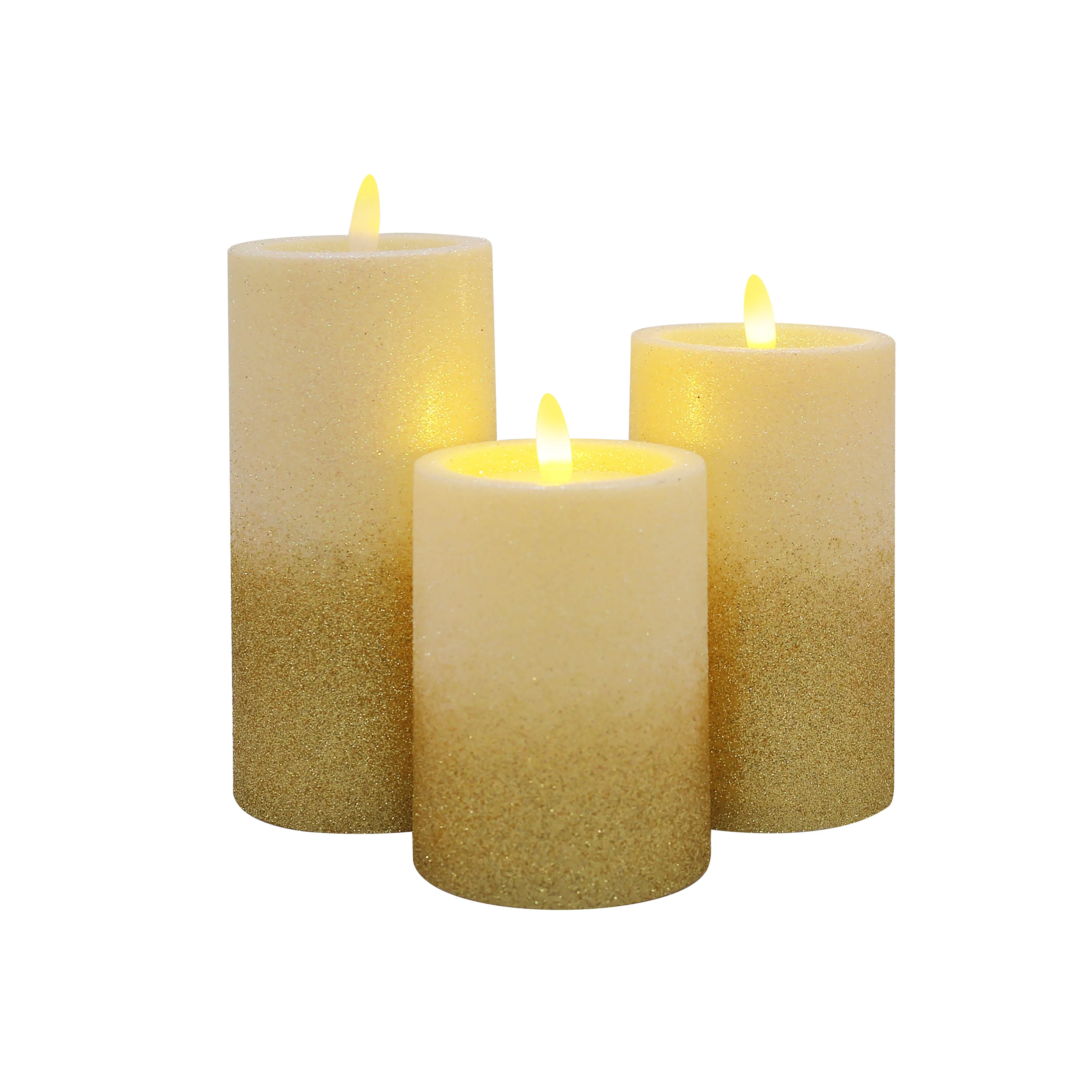 2022 LED plastic candle with Gold dust led candle with timer