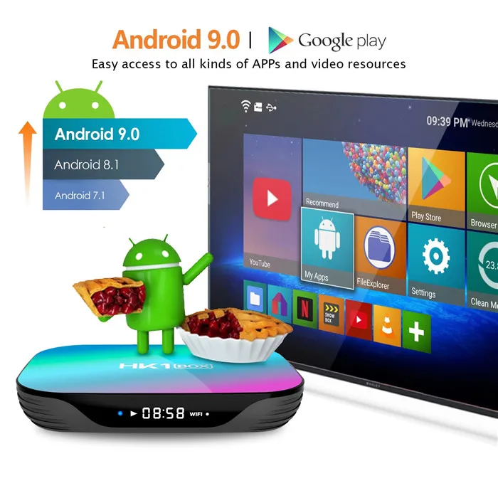  GYS 2020 Новое поступление HK1 коробка AC Wifi 5G 100M RJ45 BT Android 9 0 4 Гб DDR3 32 128 ГБ ТВ