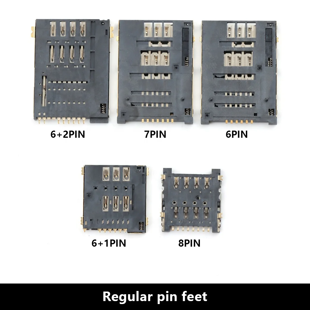 sim card connector 8pins KF016 Copper Plated black Push Sim Card Connectors