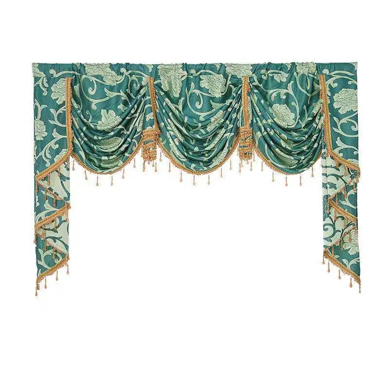 Luxury european style high quality custom blackout fabric for curtains living room with valance
