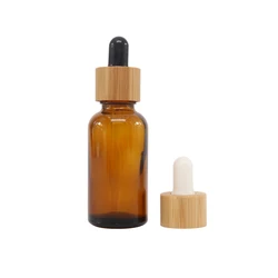 10 ml 15ml 30 ml amber blue glass essential oil bottle with bamboo dropper cap