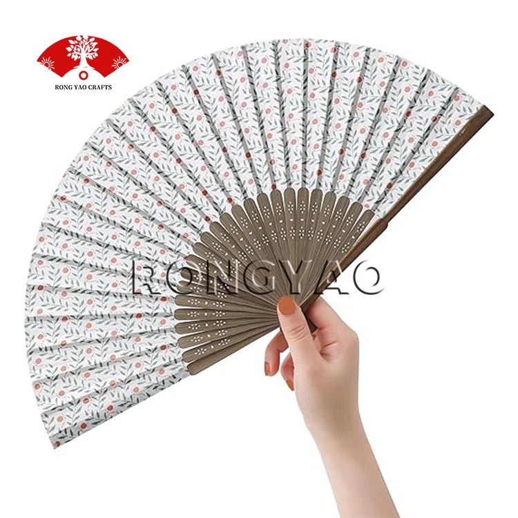 Custom Made Plain Promotional Paper Folding Hand Bamboo Fan with Your Artwork