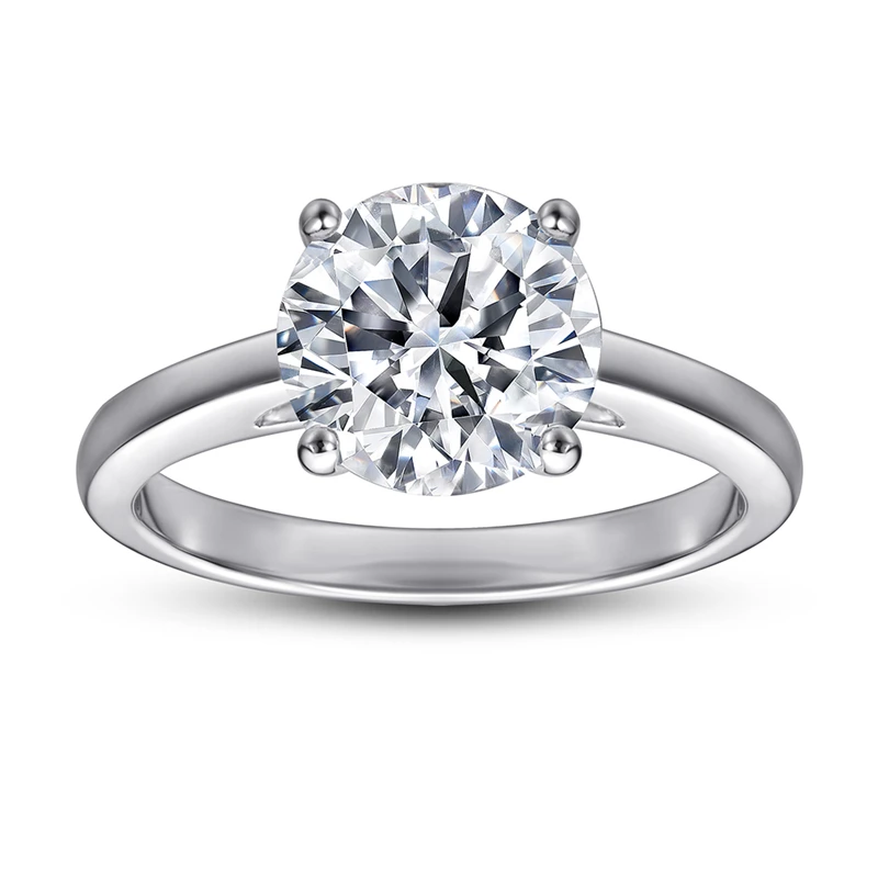 Кольцо для женщин 2.0ct круглой огранки Цирконий бриллиант кольцо Обручальное Свадебные 925 стерлингового