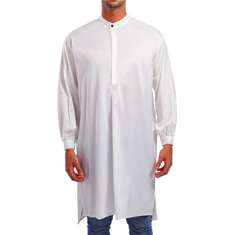 Muslim Men Long Sleeve Perahan Tunban Pathani Kandahar Thobe Shirts