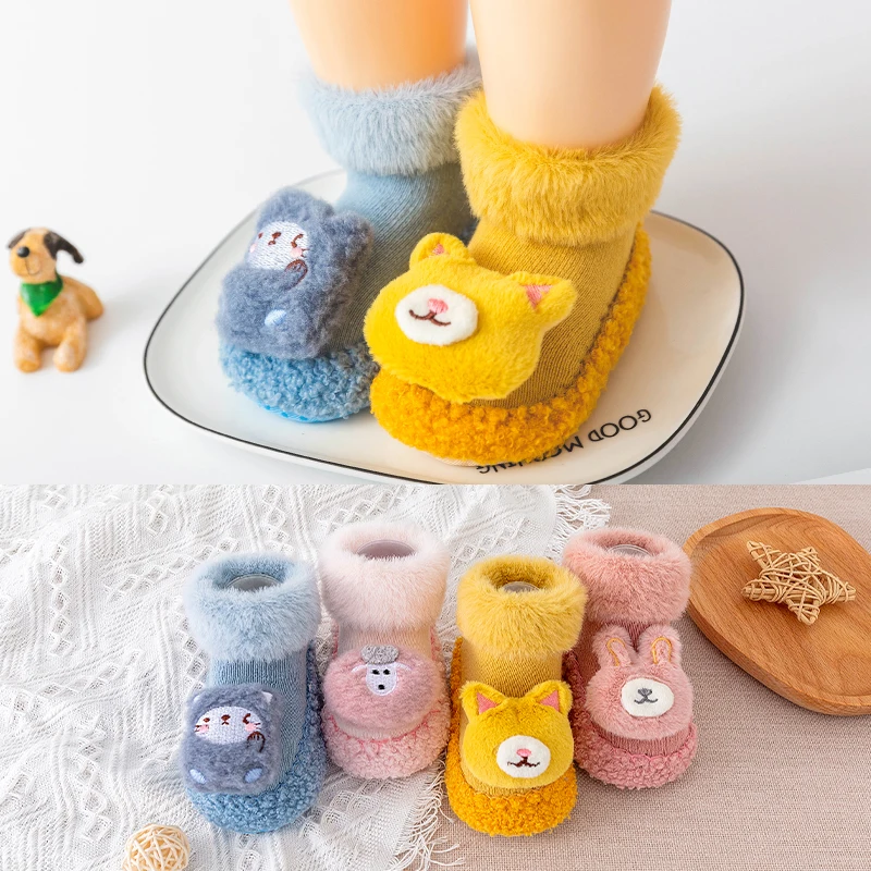 wholesale baby shoe socks rubber sole cartoon non slip floor children baby socks shoe for kids